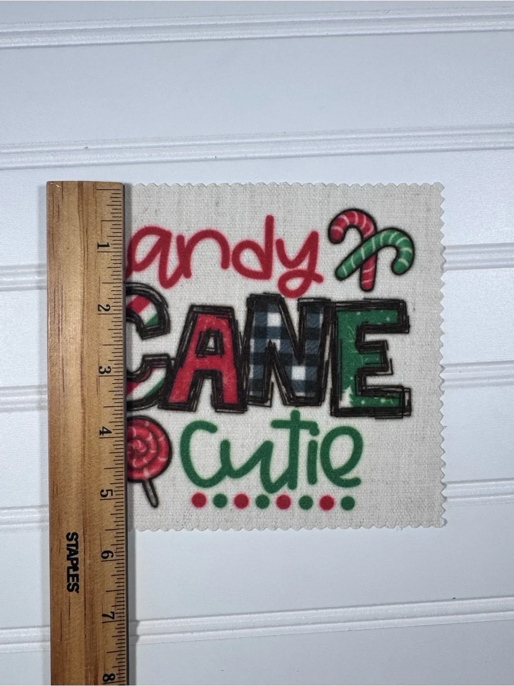 Candy Cane Cutie Kids Fabric Patch- Red & Green